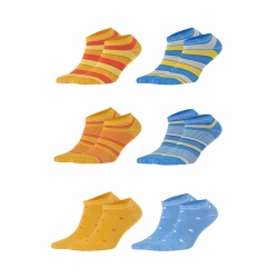 Socksmax Kadın Pamuklu Desenli Kısa Çorap 6 Çift - 04942